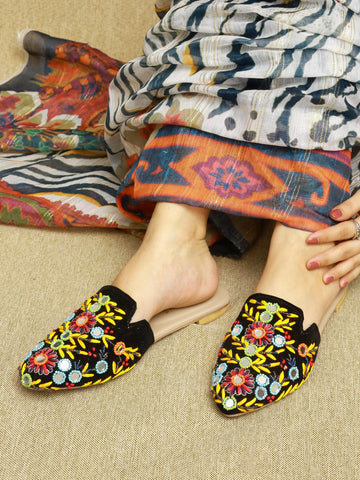 Artistic Elegance: Embroidered Mules For Women